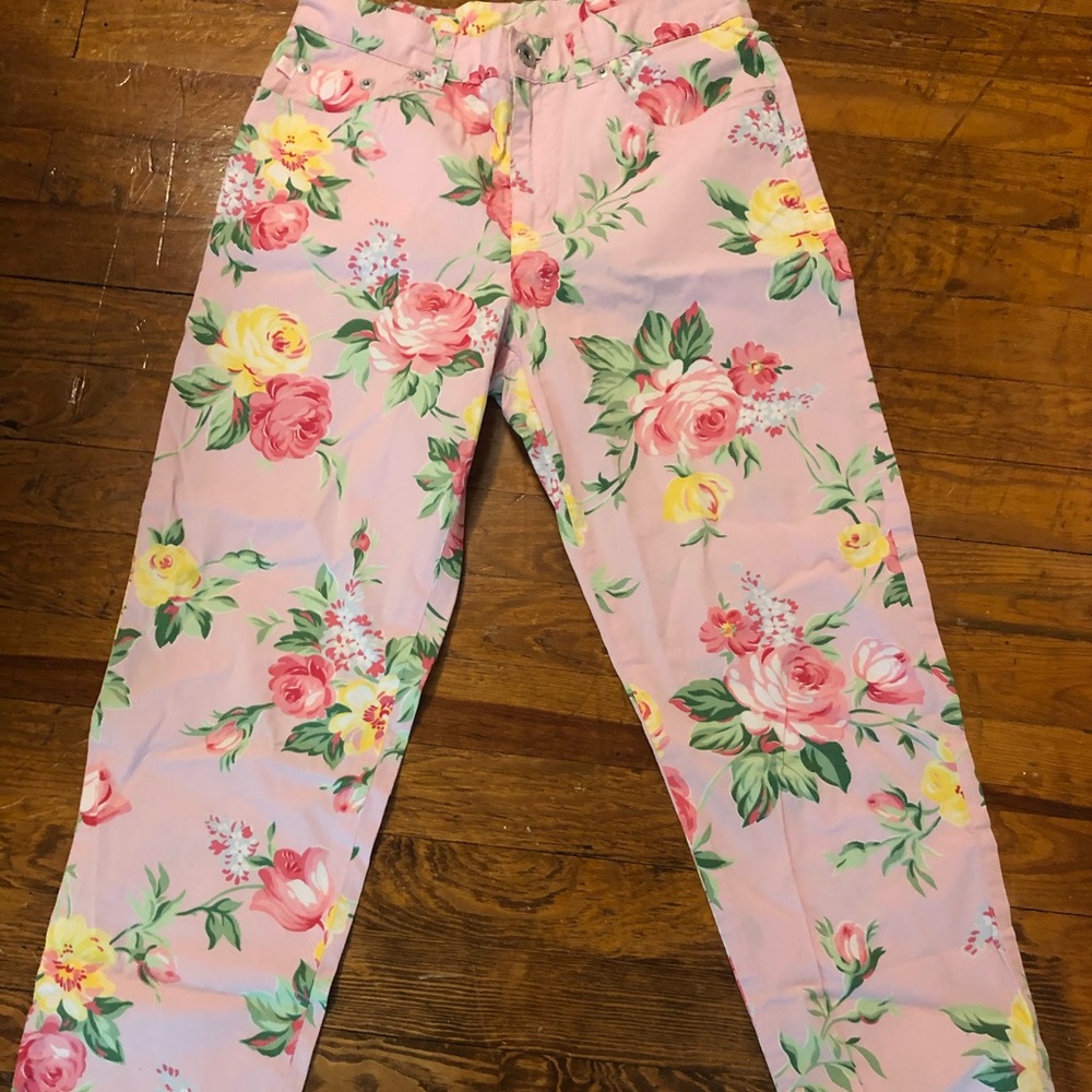 Ralph Lauren floral pants. Pink. Size 6p.